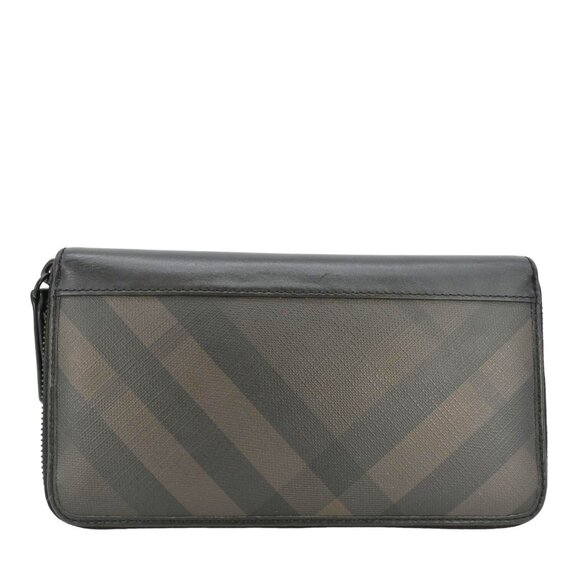 Burberry  Check Canvas Zip Around Wallet Grey - Picture 1 of 13